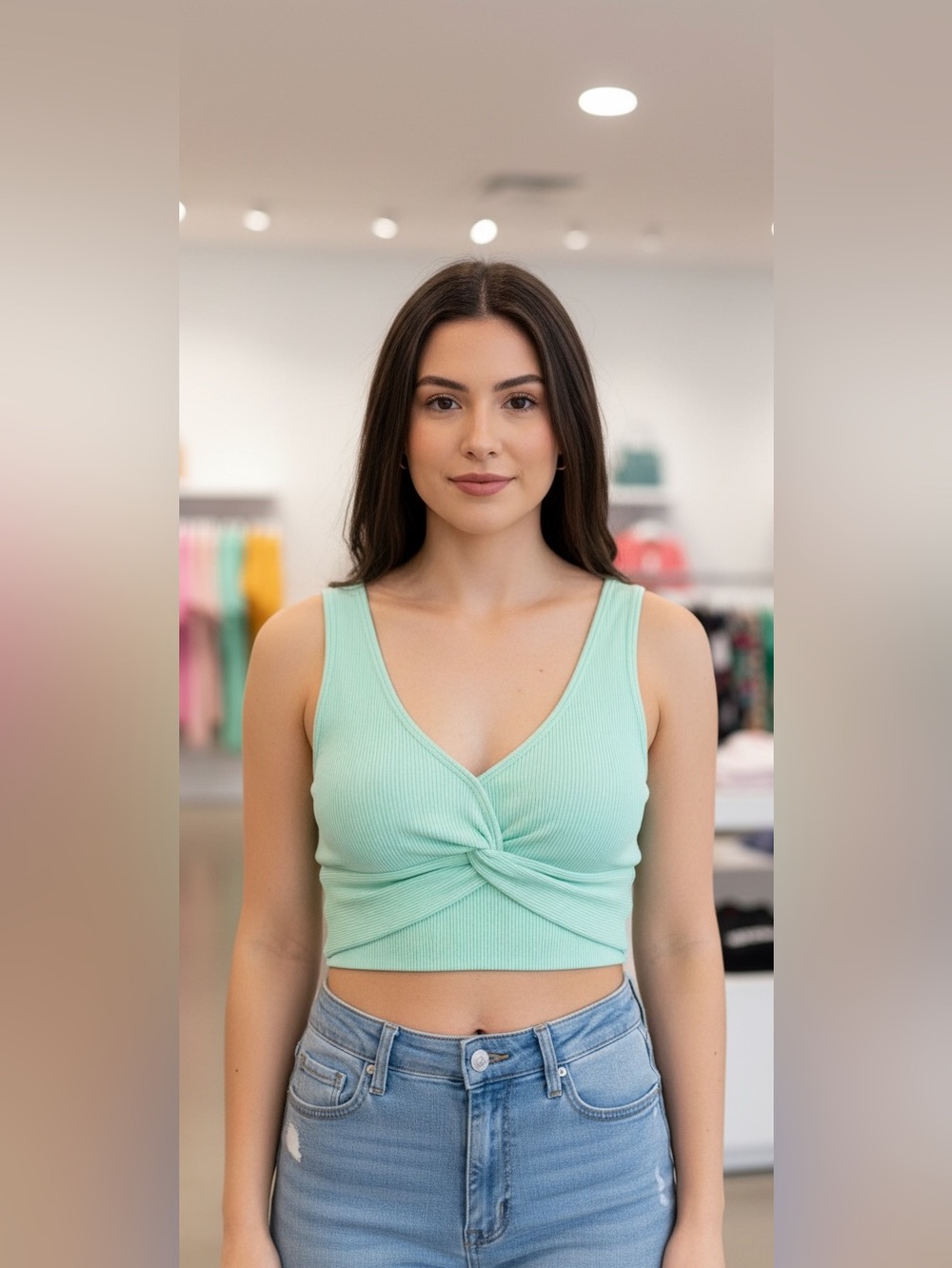 Aeropostale Mint Light Green Twist Sports Bra Tank Top Size XL - NWT
